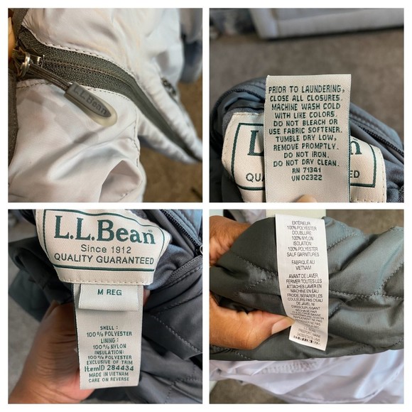 L.L. BEAN Lightweight Quilted Reversible Olive Gray Jacket M - Picture 4 of 6
